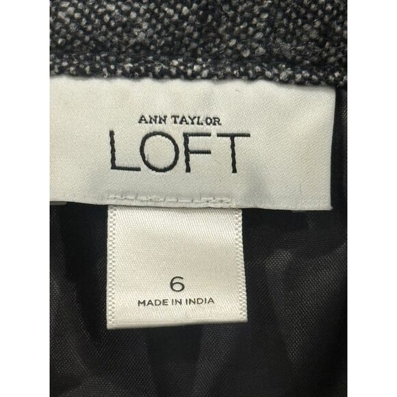 Ann Taylor LOFT Dress Womens 6 Gray Wool Blend Tweed Ruffle Neck Shift Pockets - Picture 8 of 12